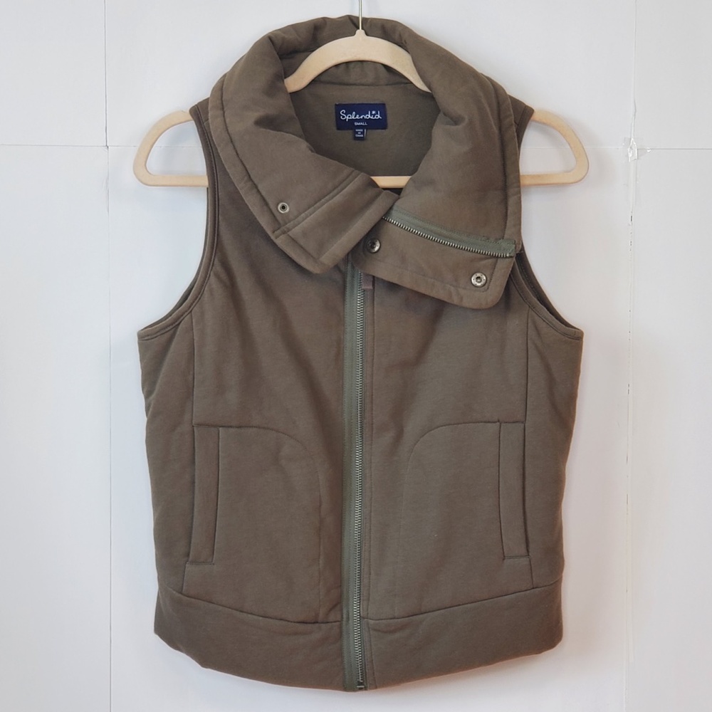 Anthropologie Splendid Bridger Green Zip Up Vest